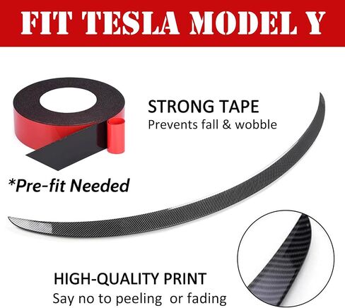 Fit Tesla Model Ｙ Spoiler Rear Spoiler Wing Lip Tail Trunk Spoiler Cover Compatible with 2017-2023 2024 Tesla Model Ｙ Accessories, Glossy Carbon Fiber in Kuwait