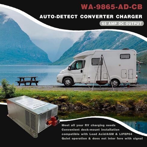 محول طاقة WF-9865-AD-CB RV محدث، WF-9865 مع مفتاح ليثيوم أيون، بديل لسلسلة WF-9800، مع مخرج تيار مستمر 65 أمبير، حامل على سطح السفينة، لمقطورة Camper RV in Saudi Arabia
