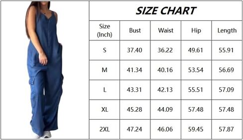 بدلة قفز نسائية من قماش الدنيم من utcoco كاجوال برقبة على شكل حرف V وأشرطة قابلة للتعديل وبنطلون واسع الساق من قماش التويل تشينو (كبير، أزرق دينم) in Kuwait