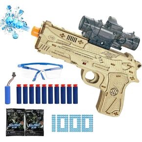 3D Wooden Puzzles for Adults, 3D Puzzle Wooden Gun, DIY Pistol Model Assembly Kits, Electric Blaster Toy Gun with Soft Bullets and Gel Bullets, Wood Puzzles Cool Toy for Adult Birthday
