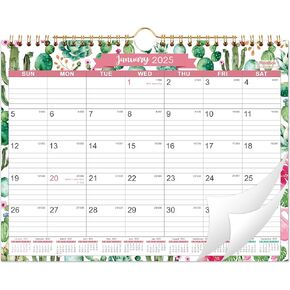 2025 Wall Calendar - 12 Months Wall Calendar 2025 from Jan. 2025 - Dec. 2025, 11" x 8.5", Twin-wire Binding, Ruled Blocks with Julian Dates - Cactus