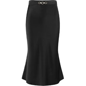 Women's Satin Skirt Elastic Waist 2024 Casual Work Flowy Midi Skirts