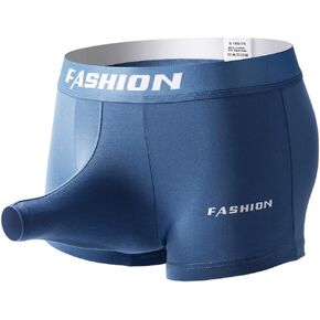 Men's Underwear with Split Open Gun and Bullet Medium Waist Solid Color Breathable Elephant Nose Flat Corner Pants