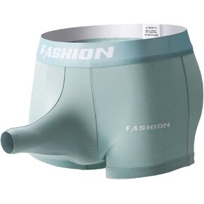 Men's Underwear with Split Open Gun and Bullet Medium Waist Solid Color Breathable Elephant Nose Flat Corner Pants