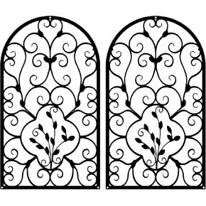 Resama 2 Pcs Scroll Home Wall Decor, Rustic Metal Wall Decor Window Arch Design Modern Farmhouse Wall Sculptures Hanging for Living Room Bedroom Hallway Kitchen (Gold)