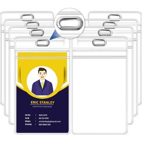 8 عبوات من حامل شارات الهوية شديدة التحمل، حلقة معدنية إضافية، حامل شارة عمودي، 4.5 بوصة × 2.7 بوصة، حامل بطاقة، حامل بطاقة الاسم، بلاستيك قابل للغلق مقاوم للماء، حلقة دائرية in Kuwait