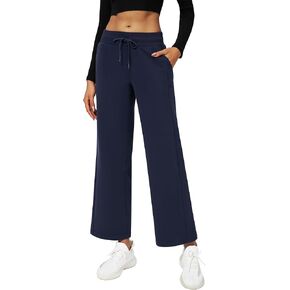 Stelle Womens Elastic High Waist Sweatpants Lounge Baggy Drawstring Fleece Lined Straight Leg Pants with Pockets