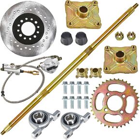 GXYWADY 32 Go Kart Rear Axle Kit with Shaft + Hub + Brake Master Cylinder Replacement for DIY Rebuild Go Kart ATV 32 Inch