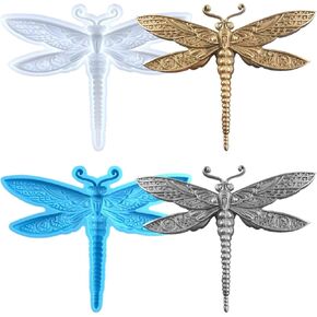 2 PCS Dragonfly Silicone Mold Dragonfly Wall Hanging Resin Molds Large Epoxy Resin Molds 3D Unique Animal Pendant Mold Insect Epoxy Casting Mold for Resin Large Ornament CraftingWall Decorations