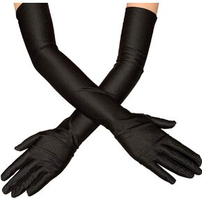 SEVENHEAD Women's Multicolor Extended Dress Satin Wedding Performance Dance Finger Gloves 21.6"