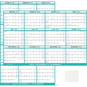24" x 36" 2025 Wall Calendar, Folded Wet & Dry Erase Wall Calendar 12 Month, Annual Yearly Planner Yearly Laminated Calendar 2025 Horizontal/Vertical, with Julian Dates