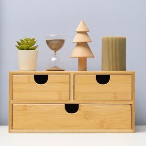 MEEDEN Bamboo Desk Organizer with Drawers: Desktop Storage Container with Shelf - Tabletop Storage Organization Box for Office Home Toiletries Supplies
