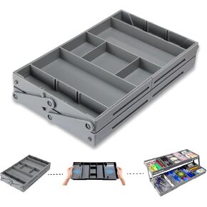 CGD Multilevel Smart Drawer Organizer,3 Tier Collapsible Desk Organizer,Small Drawer Organizer,Expandable Junk Drawer Organizer for Jewelry,Cosmetics,Office (Single row double layer)