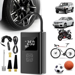 Tire Inflator Portable Air Compressor with Digital Pressure Gauge, Rechargeable Battery, Rechargeable Air Pump for Car Tires, Tire Pump for Motorcycle, Auto, Ball, Bicycle