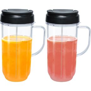 22oz Blender Cups Replacement Compatible with Magic Bullet, Tall 22oz Cup w/Flip Top To-Go Lid Replacement Compatible with Magic Bullet 250w Blender