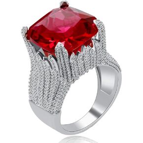 Uloveido نساء سوبر كبير لهب شكل بيان خاتم أحمر مربع تشيكوسلوفاكيا واسعة النطاق خواتم كوكتيل للنساء RA0414