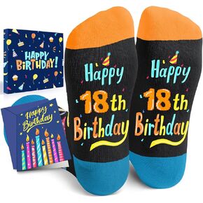 HAPPYPOP 18th Birthday Gifts Ideas Socks - Gifts for 18 Year old Boy Girl, Birthday Present for Teens Age18 With Greeting Card
