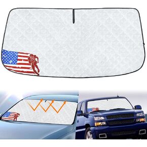 Windshield Sun Shade for 1999-2006 Chevrolet/Chevy Silverado 1500 Truck (Extended Cab), Foldable Thicken 4-Layer Window Front Sun Shade Shield Protector (61x 27 Inch)