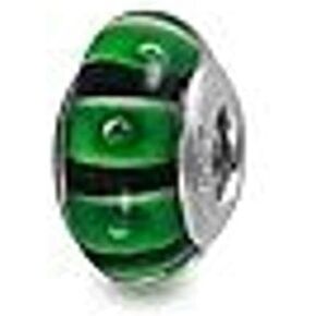 Galaxy Gold GG سحر زجاج مورانو أصلي يناسب أساور Pandora Charm، 925 الفضة الاسترليني الملونة دوامة قوس قزح الأخضر كاتربيلر سحر الخرزة الزجاجية الأصلية للسوار والقلادة in Kuwait
