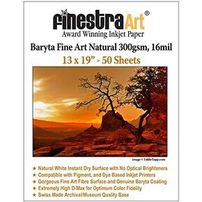 13" X 19" Baryta Fine Art Natural Inkjet Paper - 50 Sheets