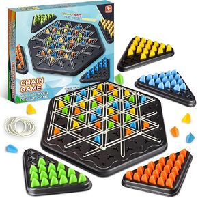 Chain Triangle Chess Game, Triggle Board Games, Triggle Rubber Band Game, Triangle Chess Game Set Desktop Board Interactive Game for Kids Adult Family Party, 2-4 Players New Year's Gift