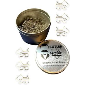 Butler in the Home 100 Count Scottish Terrier/Schnauzer Shaped Paper Clips Great for Paper Clip Collectors or Office Gift - Comes in Round Tin with Lid and Gift Box (Silver)