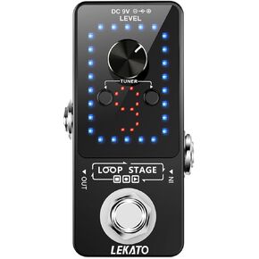 LEKATO Looper Guitar Pedal Guitar Loop Pedal Tuner Pedal 9 Loops 40 Minutes Record Time Unlimited Overdubs for Electric Guitar Bass