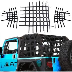 Trail Cargo Net Rear Cargo Restraint System Net Trunk Cargo Mesh Net Compatible with for 1997-2006 Jeep Wrangler TJ 2 Door