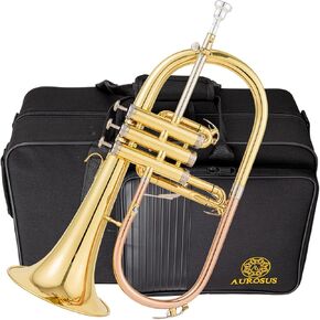 AUROSUS SFH-8336 Trigger Flugelhorn with 3rd valve trigger Rose brass leadpipe Nickel silver outer slides yellow Brass Bell Lacquer finish