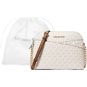 Michael Michael Kors Jet Set Travel Medium Logo Dome Crossbody Bag (VANILLA)