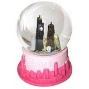 Chicago Snow Globe - Pink Base - 3.5"