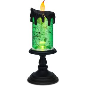 Christmas Flameless Candles, Flickering Flameless Candles with Timer, Christmas LED Candles Battery Operated, Snow Globe Candle Light for Christmas Decorations