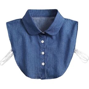 WENLOOY Denim Fake Collar Detachable Blouse Dickey Collar Half Shirts Faux False Collar for Women & Girls Favors