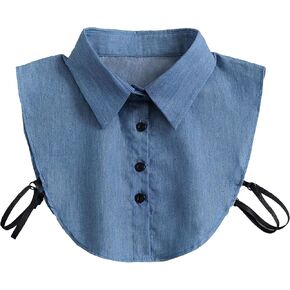 WENLOOY Denim Fake Collar Detachable Blouse Dickey Collar Half Shirts Faux False Collar for Women & Girls Favors