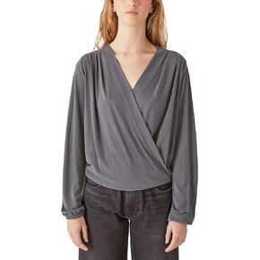 Lucky Brand Women's Long Sleeve Sandwash Wrap Top