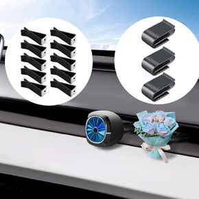 10 Pieces Square Head Car Vent Clips + 2 Adapters for Tesla Model 3 Model Y - Air Freshener Adapter Designed (Air Freshener NOT Included) (2017-2022 Model 3|2020-2024 Model Y|Silicon)