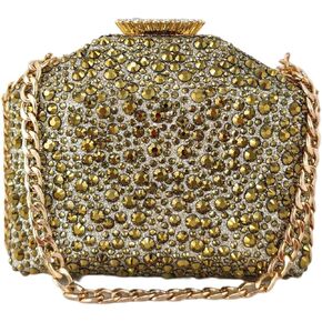 Boutique De FGG Rhinestone Clutch Purse Metal Clutches for Women Party Evening Handbags Prom Crystal Clutch Bag, Mini