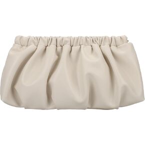 Pleated Evening Bag Soft Vegan Leather Dressy Clutch Purse Formal Ruched Handbag for Women