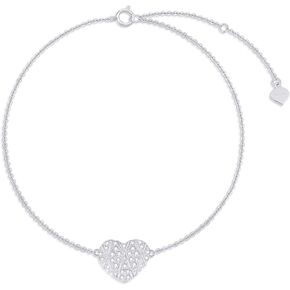 SISGEM 10k Gold Heart Anklets for Women, Real 10kt Gold Created Moissanite love Ankle Bracelet Jewelry Gifts for Her, 9.4-11 Inches