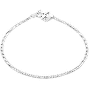KEZEF Sterling Silver Bracelets for Women - 2mm Miami Cuban Chain Bracelet | Dainty Silver Bracelet Anklet for Woman, Men and Girls - Diamond Cut Elegant Durable Link Chain | 7" - 11" Length