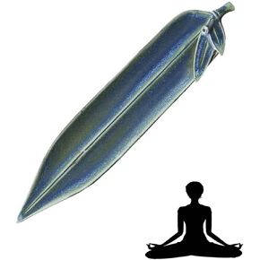 Layssa Incense Stick Holder Ceramic Bamboo Leaf Incense Burner with Ash Catcher Blue