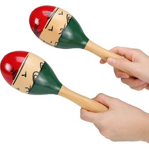 Maracas, Professional Wooden Rumba Shakers Hand Percussion Rattles Latin Musical Instrument with Clear Salsa Rhythm for Adults Kids Party Game Playing, Set of 2