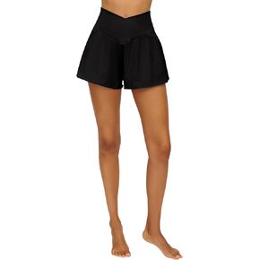 90 Degree By Reflex Womens Woven Crossfire Short with Crossover Waist and Built-in Shorts