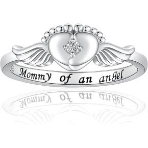 Miscarriage Mommy of an Angel Ring 925 Sterling Silver Loss of Sympathy Gifts Memorial Infant Loss Jewelry for Women