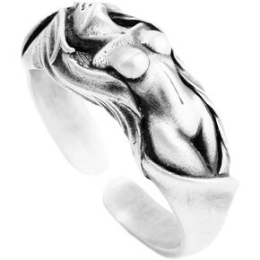 OIDIMS Vintage Naked Body of The Lady Ring For Women Men Personalized Unique Wrap Band Rings Open Adjustable Knuckle Middle Tail Thumb Finger Band Birthday Valentine's Day Anniversary Jewelry Gifts