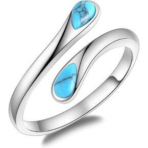 Turquoise Adjustable Thumb Rings for Women - 925 Sterling Silver Rings Jewelry for Teen Valentines Day Gifts for Daughter Mom