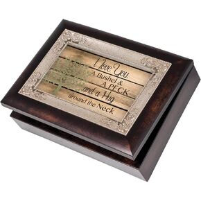Cottage Garden Love You a Bushel Peck Burlwood Jewelry Music Box Plays Amazing Grace