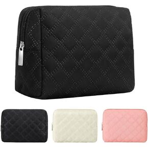 Marvolia Small Makeup Bag for Purse - Travel Cute Cosmetic Bag for Women Mini Makeup Organizer Zipper Pouch for Travel Essentials - Black