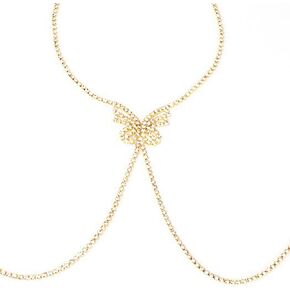 Rhinestone Butterfly Chest Chain for Women Adjustable Bra Body Chain Non Piercing Nipple Chain Bikini Beach Body Jewelry