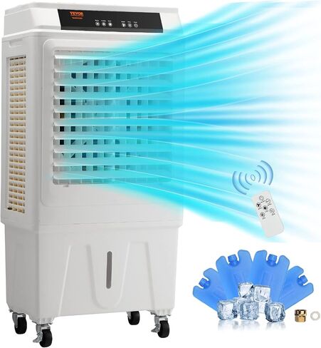 VEVOR Evaporative Air Cooler,1400 CFM 11X31 inch Air Cooler,3 Speeds Cooler Portable Air Conditioner,Energy-Saved Swamp Cooler for party,pool and patio,5 Gal Water Tank & 550 Sq.Ft in Saudi Arabia